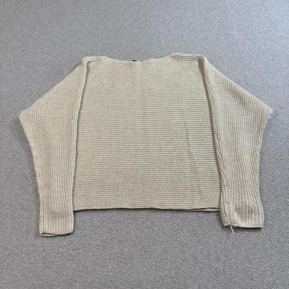 Lauren Ralph Lauren Sweater Womens XL Cream Metallic Shimmer Boatneck Academia
